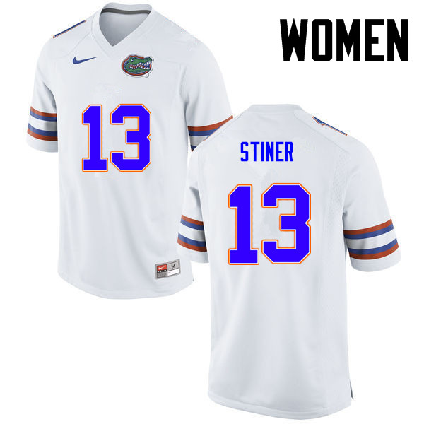 Women Florida Gators #13 Donovan Stiner College Football Jerseys-White - Click Image to Close